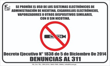 SEÑALIZACIÓN DE PROHIBIDO EL USO DE CIGARRILLO ELECTRÓNICO -TAMAÑO (8.5 X 14")