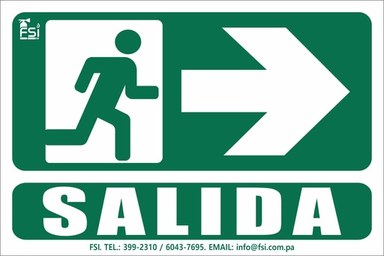 SEÑALIZACION FOTOLUMINISCENTE DE SALIDA CON FLECHA RH -TAMAÑO (6" X 10")