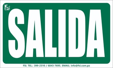 SEÑALIZACION FOTOLUMINISCENTE DE SALIDA -TAMAÑO (6" X 10")
