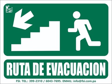SEÑALIZACION FOTOLUMINISCENTE DE RUTA DE EVACUACION BAJANDO ESCALERA LH -TAMAÑO (6" X 8")