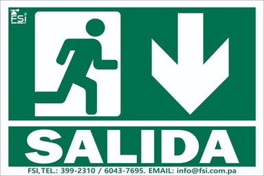 SEÑALIZACION FOTOLUMINISCENTE DE SALIDA CON FLECHA ABAJO -TAMAÑO (6" X 10")