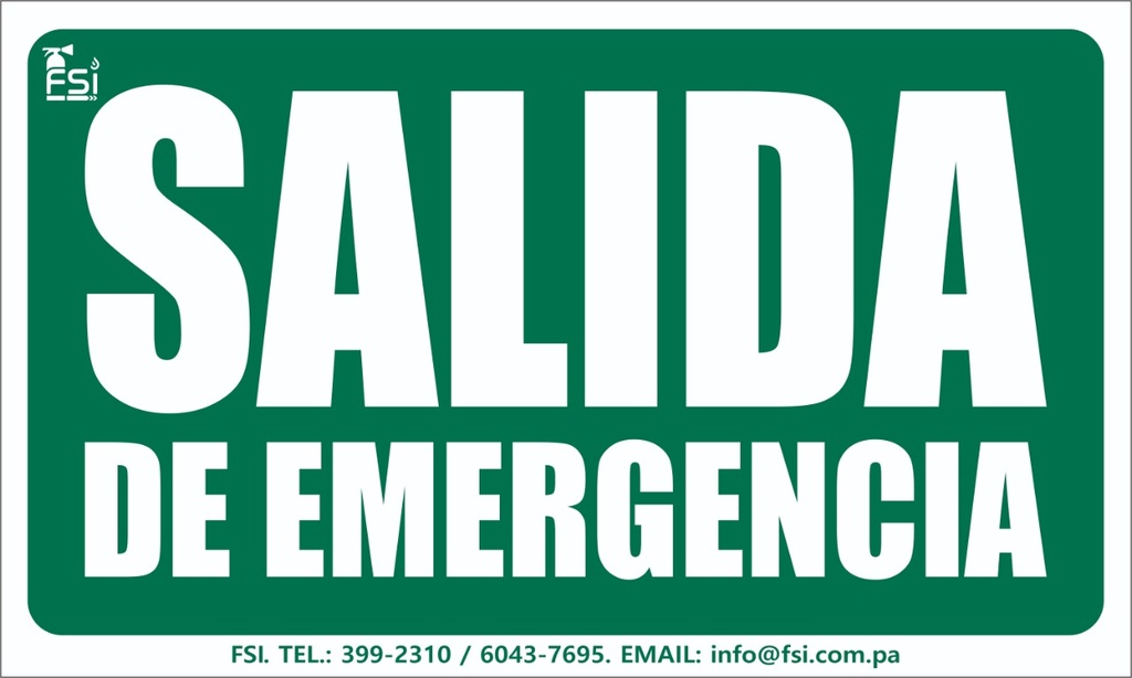 SEÑALIZACION FOTOLUMINISCENTE DE SALIDA DE EMERGENCIA -TAMAÑO (8" X 12")
