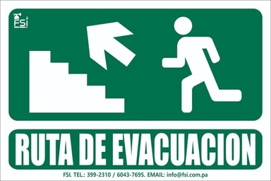 Señal Fotoluminiscente de Ruta de Evacuación Subiendo Escalera hacia la Izquierda 6" x 8"