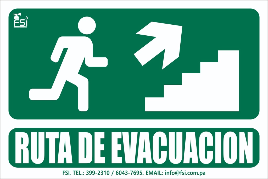 Señal Fotoluminiscente de Ruta de Evacuación Subiendo Escalera hacia la Derecha 6" x 8"