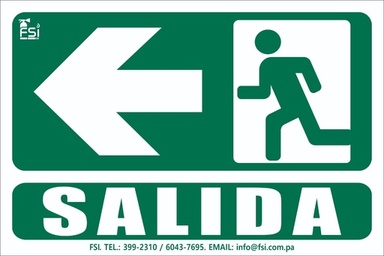 Señal Fotoluminiscente de Salida hacia la Izquierda 6" x 10"