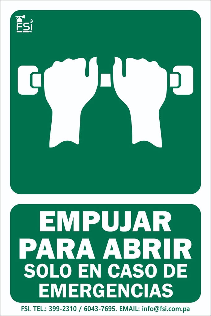 SEÑALIZACION FOTOLUMINISCENTE DE EMPUJAR PARA ABRIR EN CASO DE EMERGENCIA 8&quot;X12&quot;