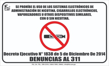 Señal de Prohibido el Uso de Cigarrillo Electrónico 8.5" x 14"