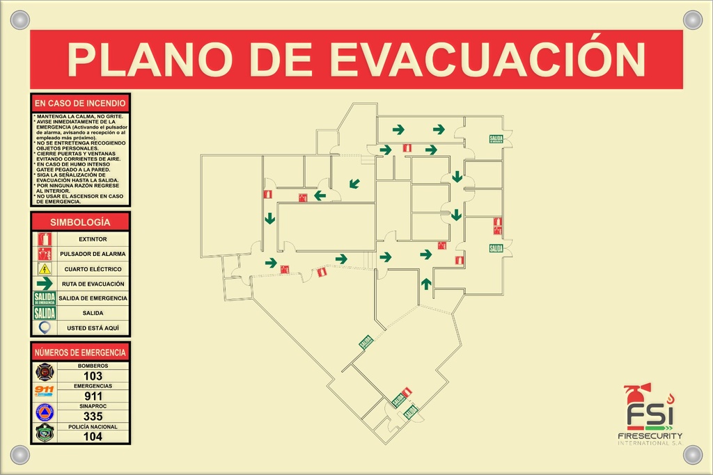 Croquis Fotoluminiscente de Evacuación en PVC