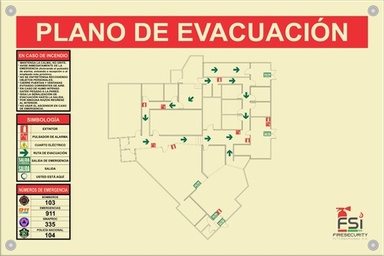 Croquis Fotoluminiscente de Evacuación en PVC
