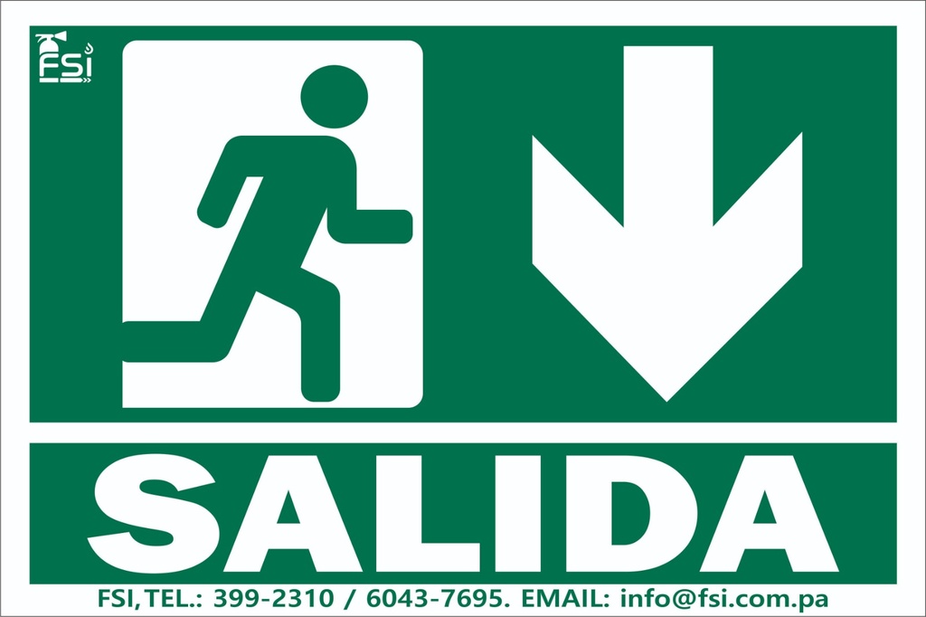 [SEV-083] SEÑALIZACION FOTOLUMINISCENTE DE SALIDA CON FLECHA ABAJO -TAMAÑO (6" X 10")