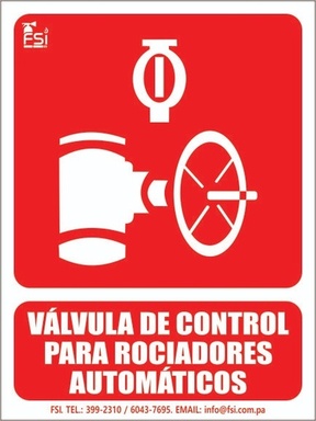 Señal Fotoluminiscente de Válvulas o Llave de Rociadores 6" x 8"