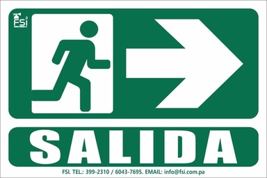 Señal Fotoluminiscente de Salida con Flecha hacia la Derecha 6" x 10"