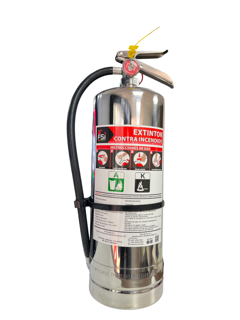 EXTINTOR RECARGABLE FSI TIPO K DE 6LTS