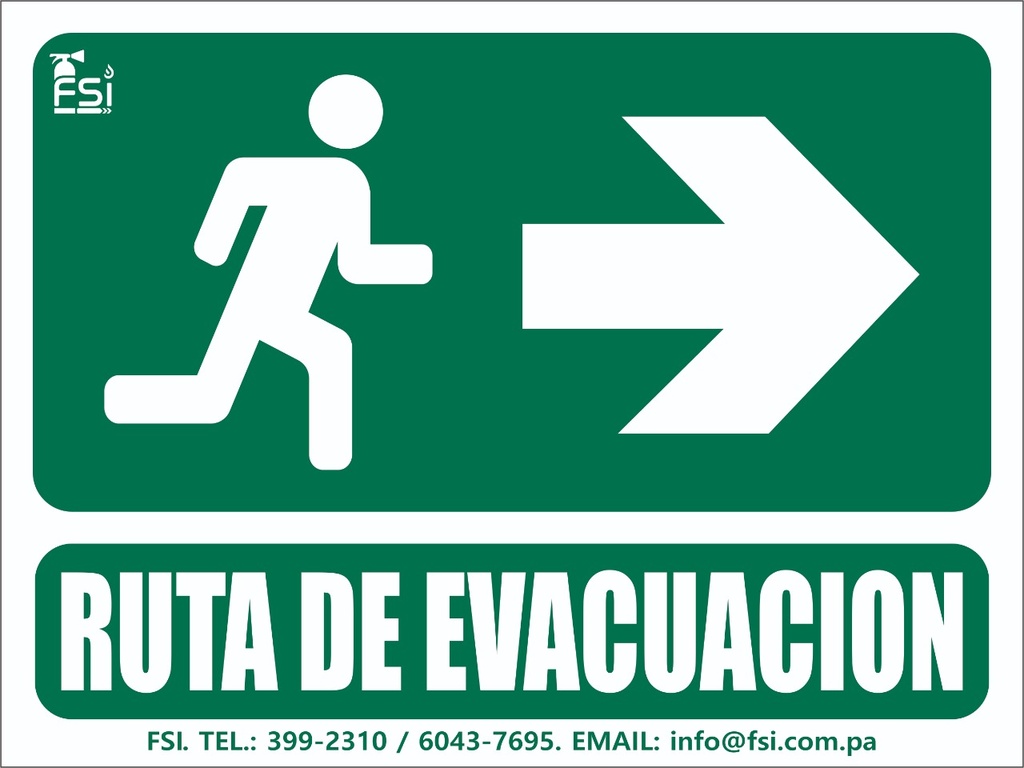 SEÑALIZACION FOTOLUMINISCENTE RUTA DE EVACUACION RH -TAMAÑO (6" X 8")