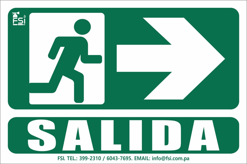 SEÑALIZACION FOTOLUMINISCENTE DE SALIDA RH -TAMAÑO (6" X 10")