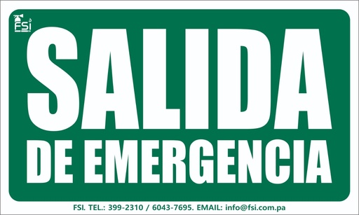 SEÑALIZACION FOTOLUMINISCENTE DE SALIDA DE EMERGENCIA 8&quot;x12&quot;