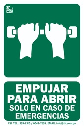 [SEV-019] SEÑALIZACION FOTOLUMINISCENTE DE EMPUJAR PARA ABRIR EN CASO DE EMERGENCIA 8"X12"